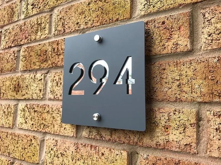 Modern Contemporary Rectangular Acrylic Floating Address Plate House Sign House Number Signs
