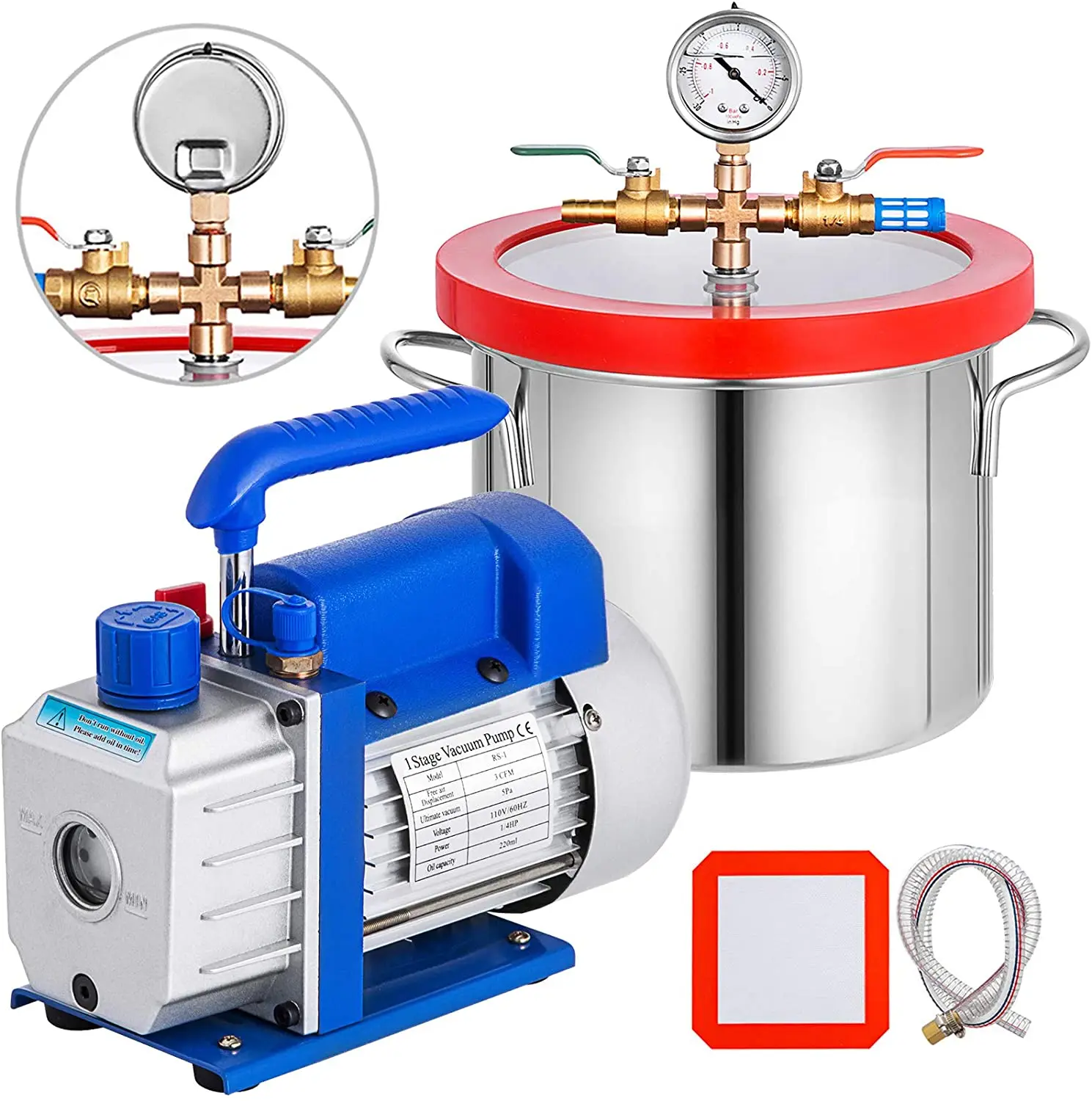 1 1.5 2 3 5 6 Gallon Vacuum Chamber high-strength wholesale price Stainless Steel Vacuum Chamber