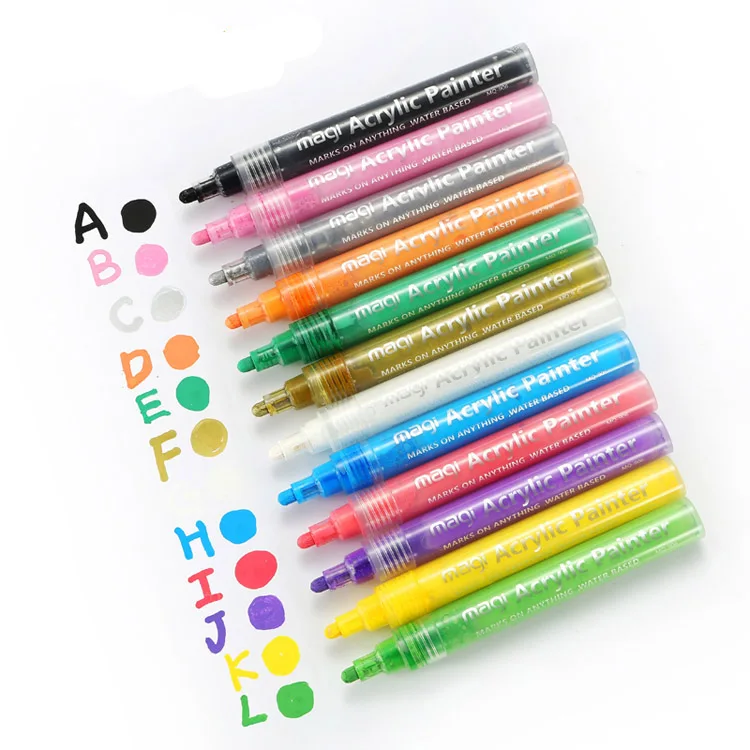 DIY Works on Any Surfaces Acrylic Permanent Paint Marker Pen for Ceramic Rock Glass Porcelain Mug Fabric Canvas Painting