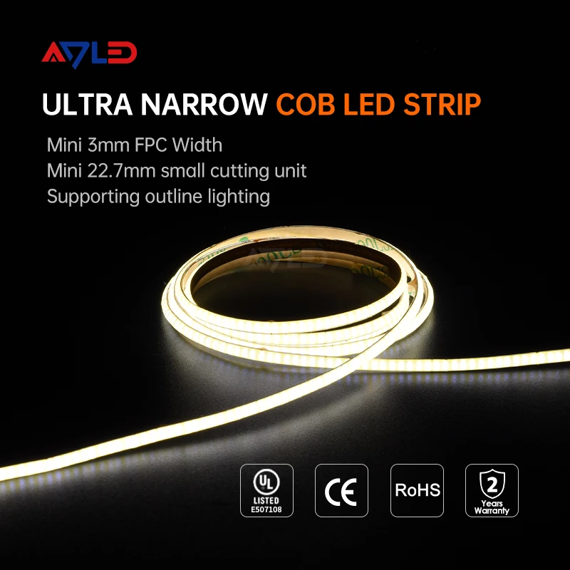 Flexible COB LED Strip Light 528LED/m DC12V High CRI 90+ 3-Year Warranty 3mm Smart Strip Lights Colors