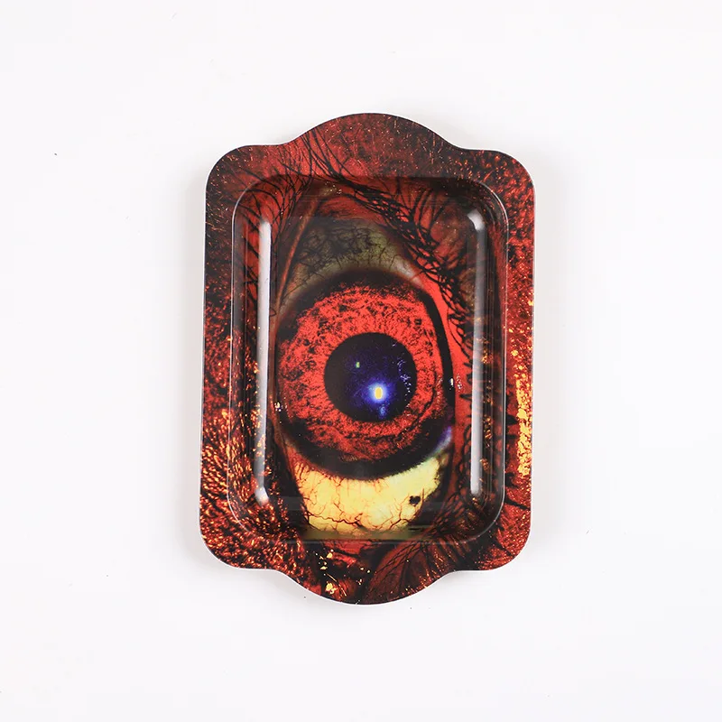 Custom logo printed tin smoke serving tray herb tobacco metal rolling trays wholesale