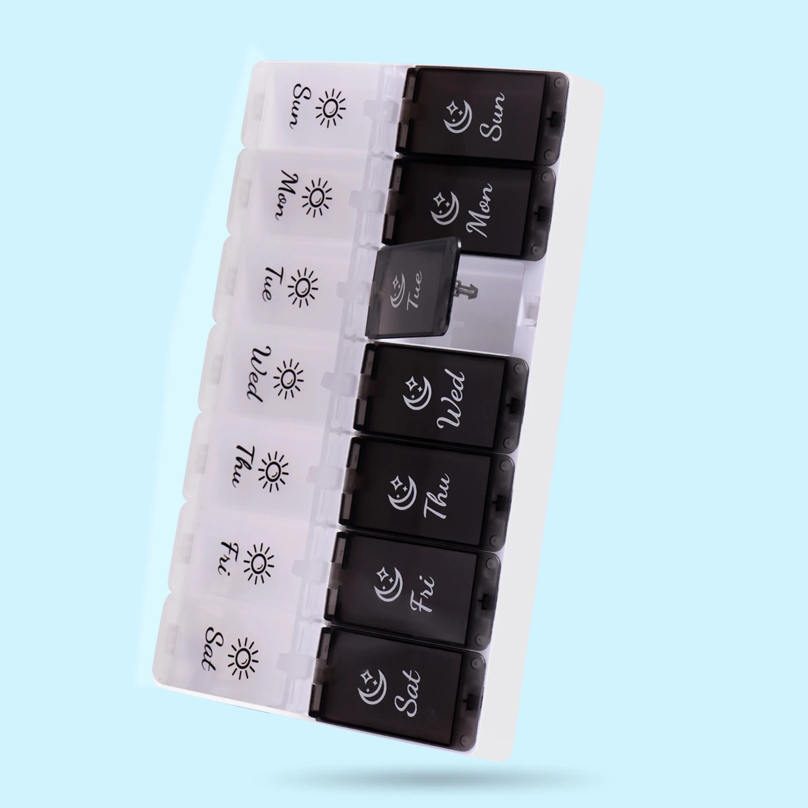 2022 Newest 7 Day Pill Box 2 Times A Day Pastillero Press Open Medicine Organizer Pill Container Storage Case