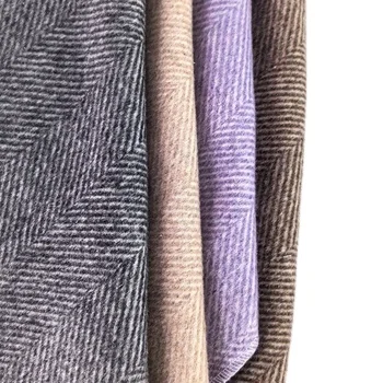 Winter Item Woolen and Poly Melton Tweed Garment Stock Fabric Plaid Woven Wool / Polyester