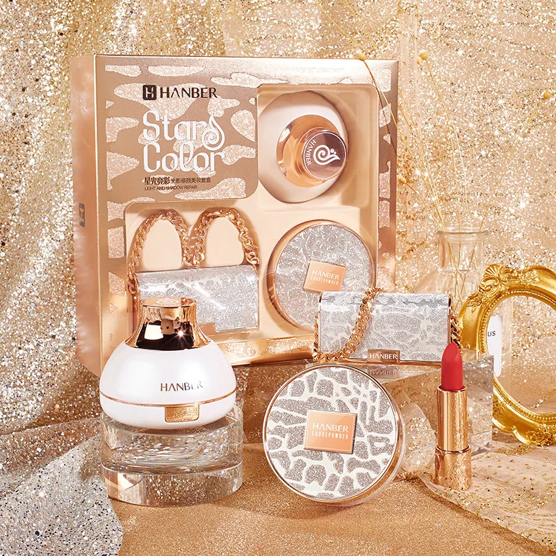 Набор для макияжа с воздушной подушкой, набор для макияжа, пудры и помады на цепочке, под заказ