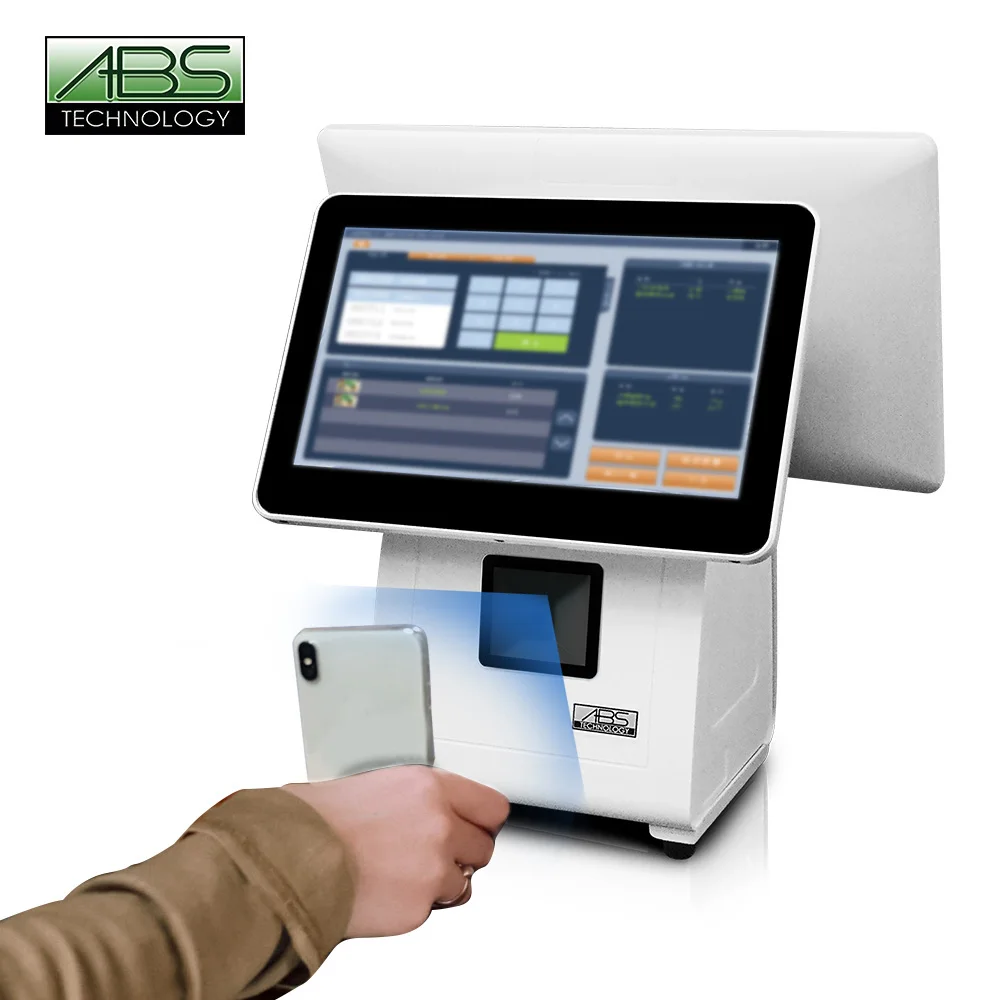 POS-система с двойным экраном 15 6 + 11 дюйма кассовый аппарат «Все в одном» Windows POS-терминалом для