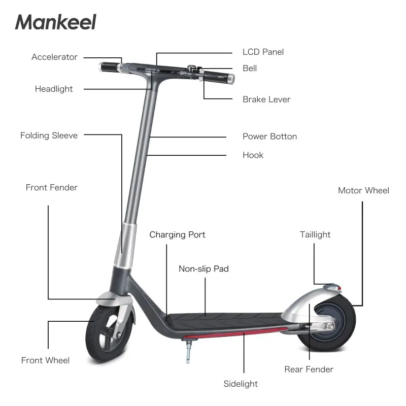 Mankeel Silver Wings 36V 350W 15Mph 10 Inch Eu Warehouse Skuter Electric Scooter Foldable E Scooters For Adults