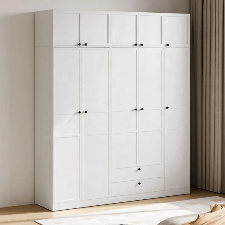 Modern 2 swing door metal locker with round ball handle bedroom furniture clothes wardrobe closet for living room use