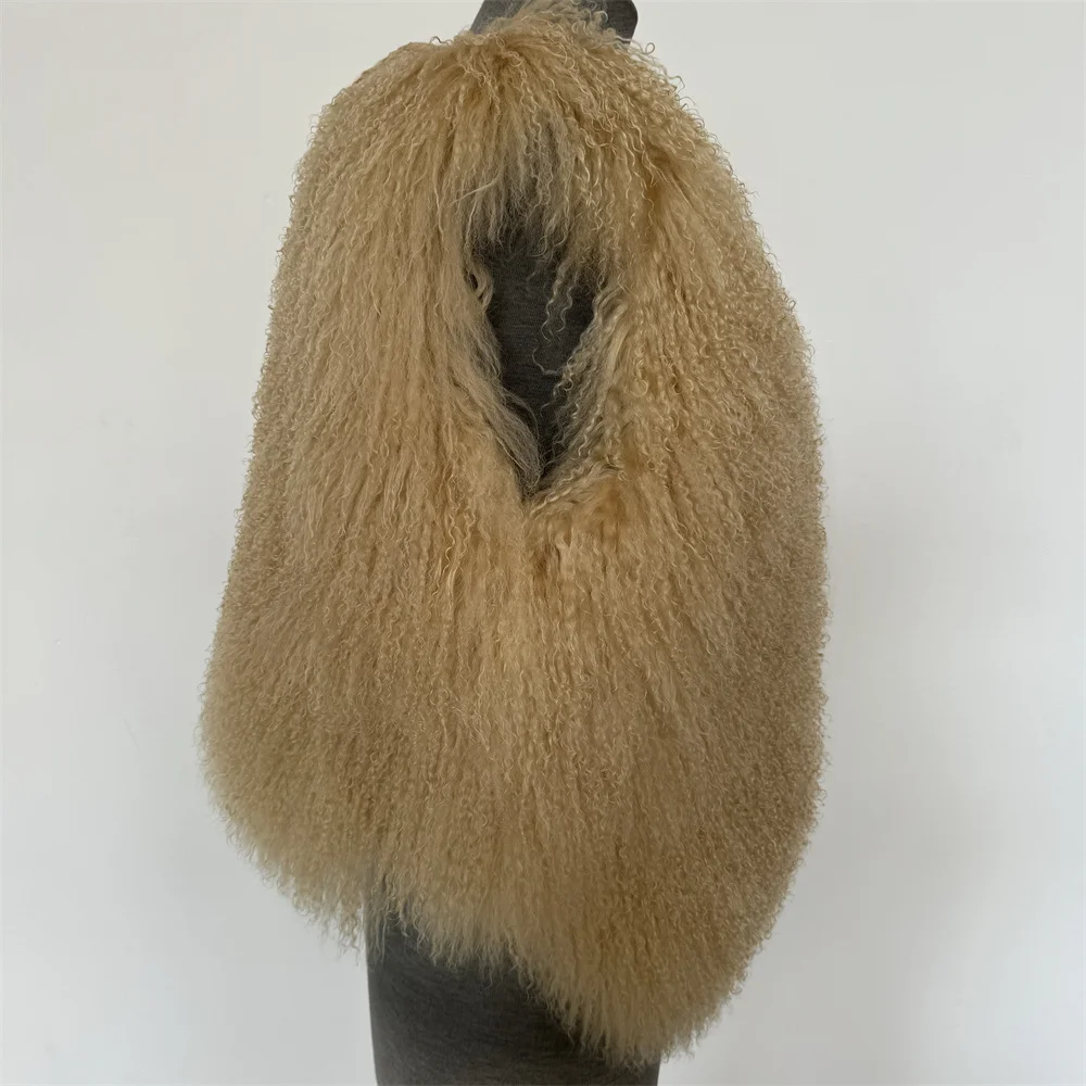 Custom Wholesale New Fashion Design Winter Vest  Real Mongolian Lamb Fur vest short vest with real fur for ladies