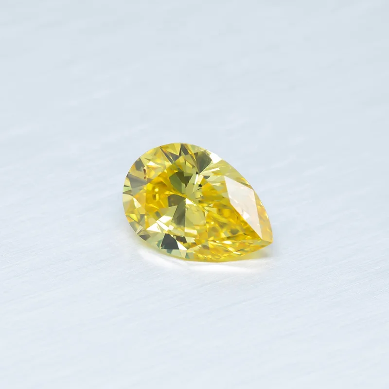 Fancy Yellow Diamond 1.01 carat SI1 Clarity Pear Excellent Cut HPHT Lab Grown Diamonds For Jewelry Making
