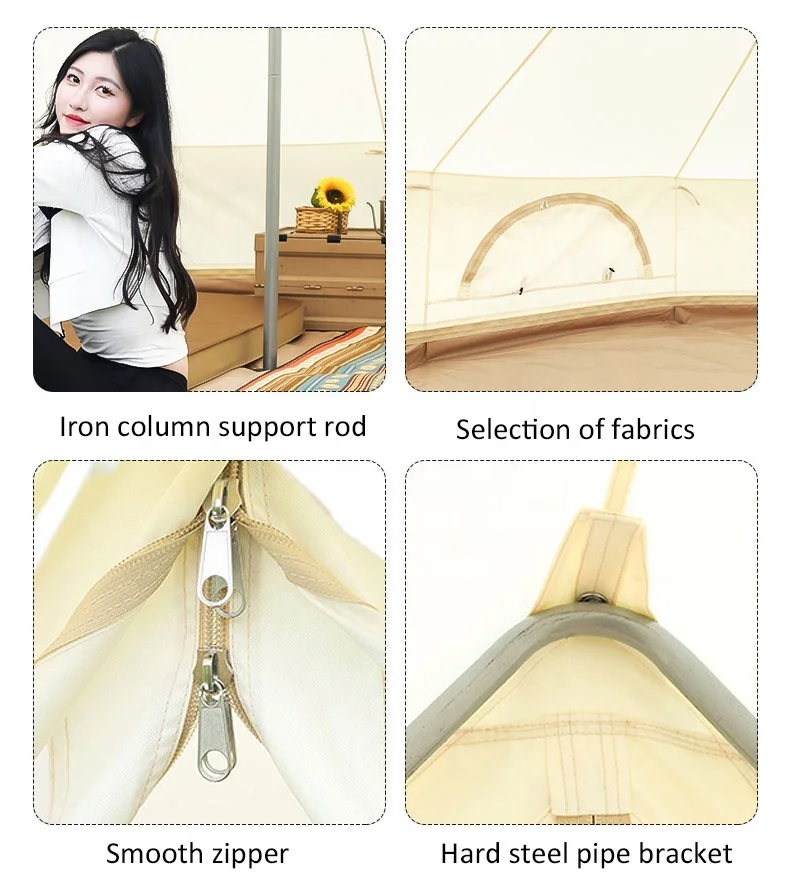 Family Camping Glamping Cotton Canvas Yurt Large Tent Luxury Outdoor Bell Tent All Weather