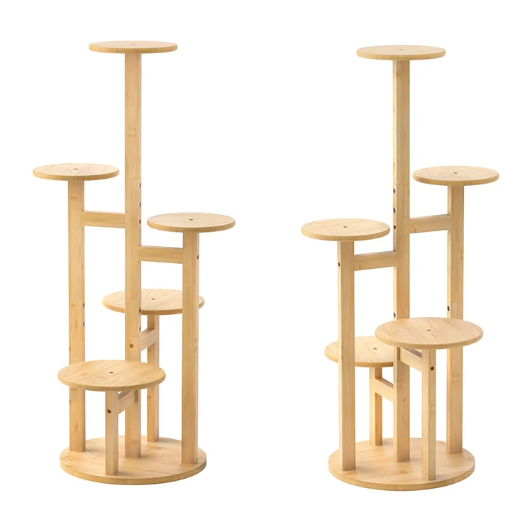 Wholesale Modern 5 Tier Tall Indoor Outdoor Corner Large Bamboo Display Flower Rack Shelves Plant Pot Stand, flower pot shelf