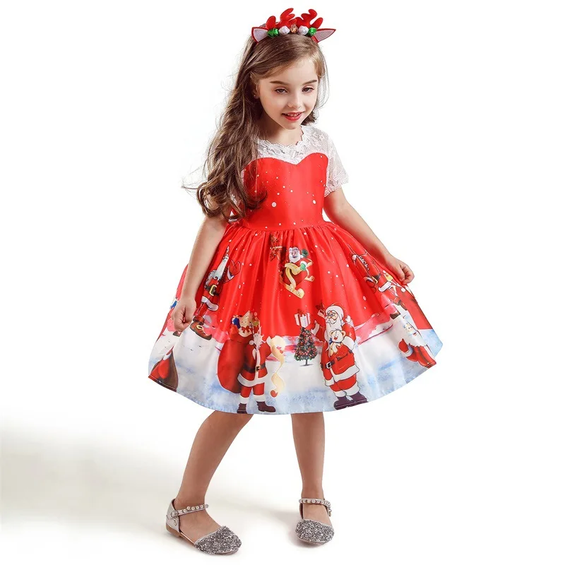 
Christmas dress boutique clothing kids frock designs bufflo girl dress 