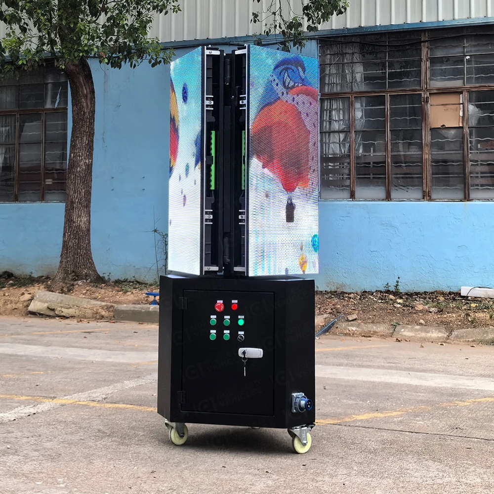 HD P3.91 New product  3-sided rotating LED vehicle Outdoor  led display creative rotating screen mobile digital billboard screen