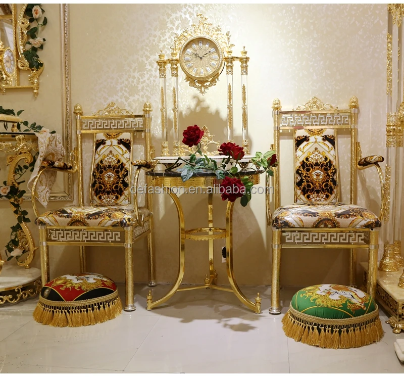 OE-FASHION Vintage Baroque style copper and alloy metal plated 18K real gold French matching dining chair