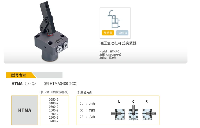 High Accuracy HTMA Hydraulic link clamp automotive lifting The connecting rod type gripper has complete specifications