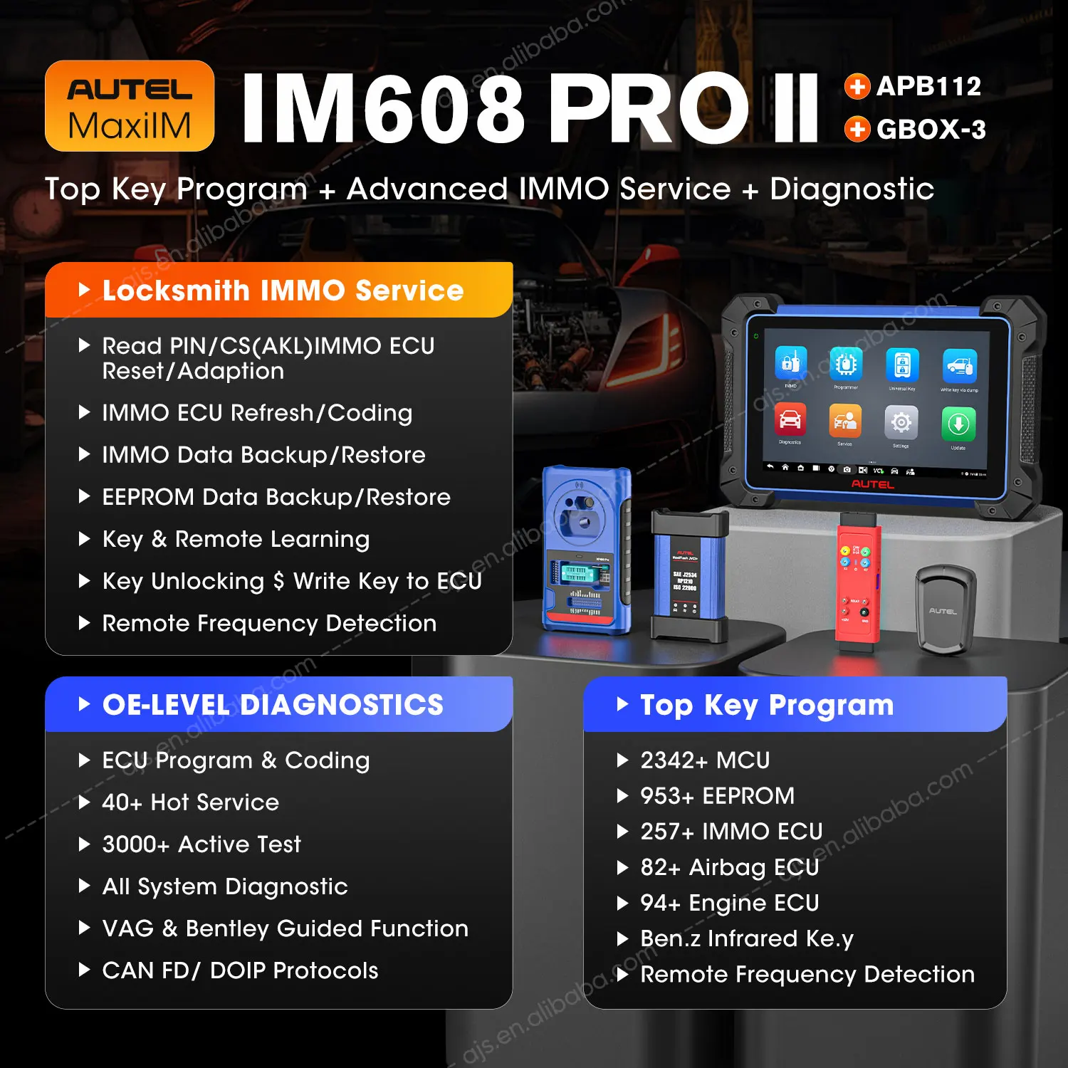 Autel Официальный магазин Maxiim IM608PRO II автомобильный ключ программист инструмент IMMO IKEY программирующий аппарат алтарь автодиагностический сканер