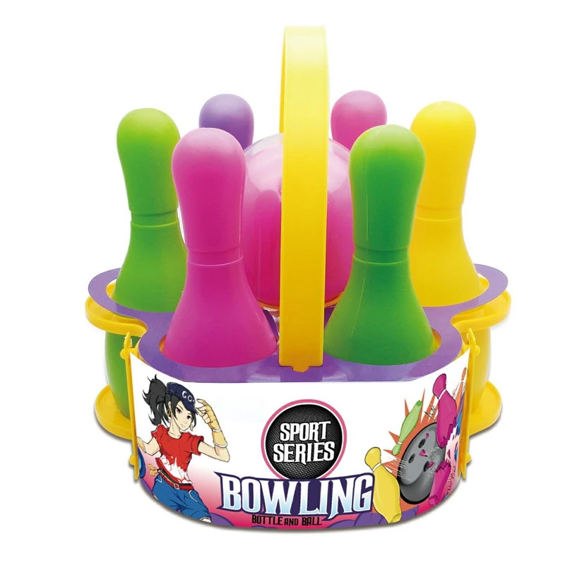 Children Sports Play Set Small Plastic Bowling Ball Toy With 6pins Indoor Boy Games Bowling Set For Kids