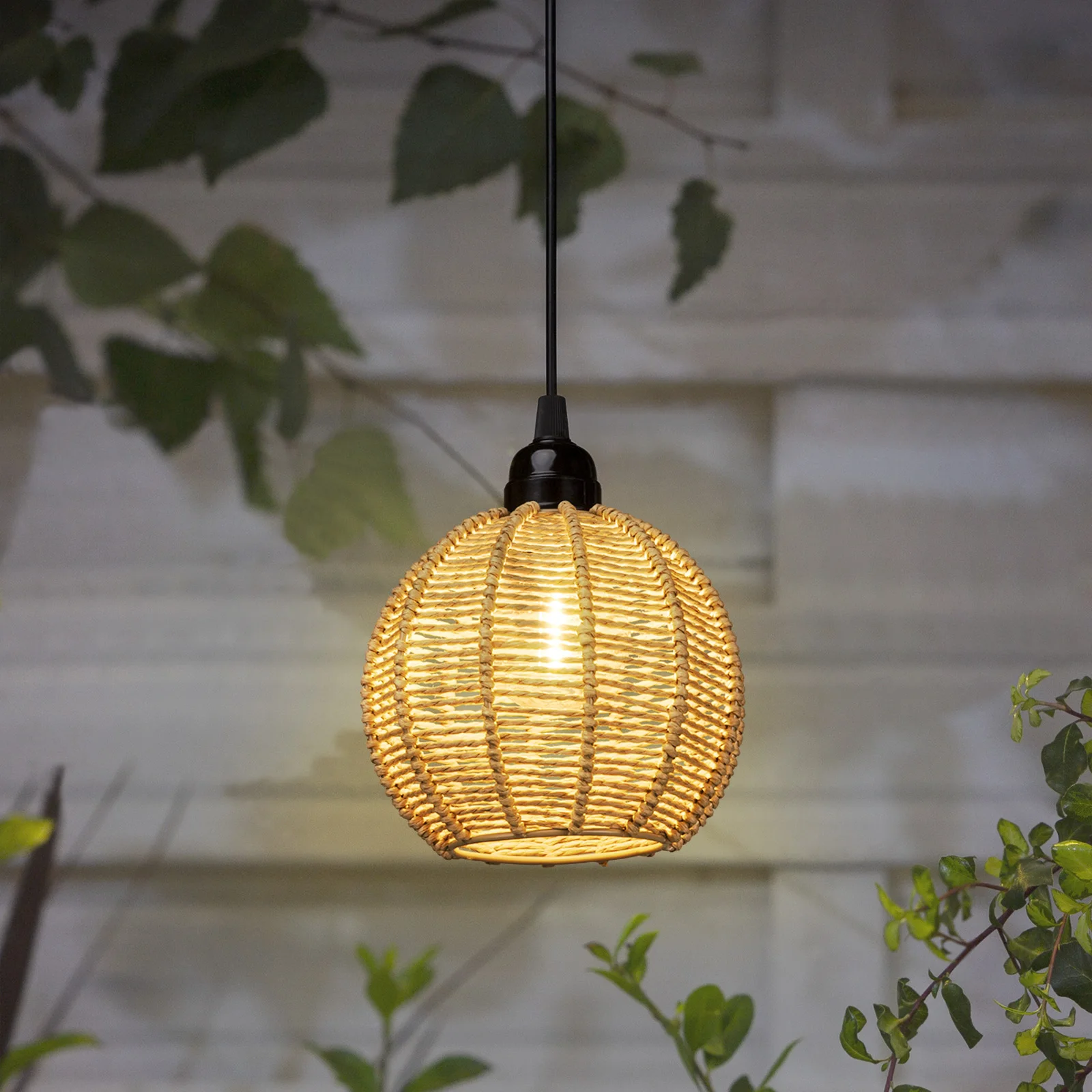 Battery Operated LED Hanging Lights Decorative Battery Operated Pendant Light with paper rope