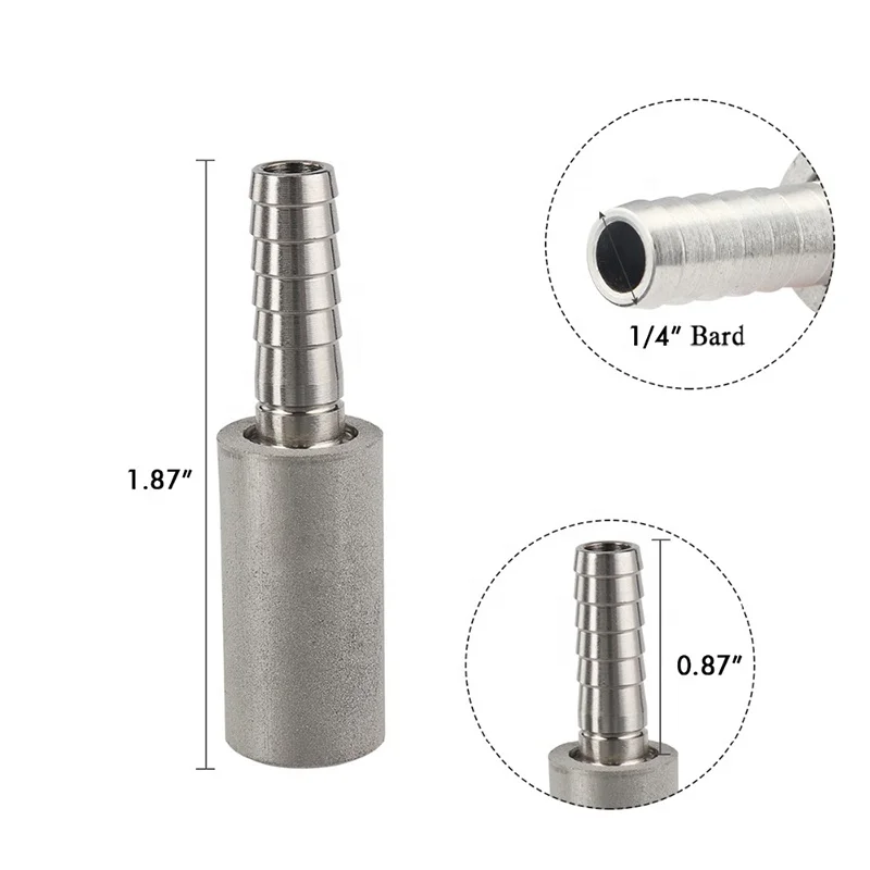 Stainless Steel 2 Micron Diffusion Stone with 1/4' Barb Home brewing for Beer Water