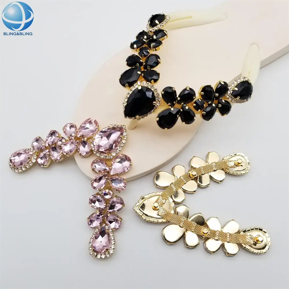 Graceful Blue Crystal V Chain Flip Flop Shoes Accessories Summer Slipper DIY Craft Decorative