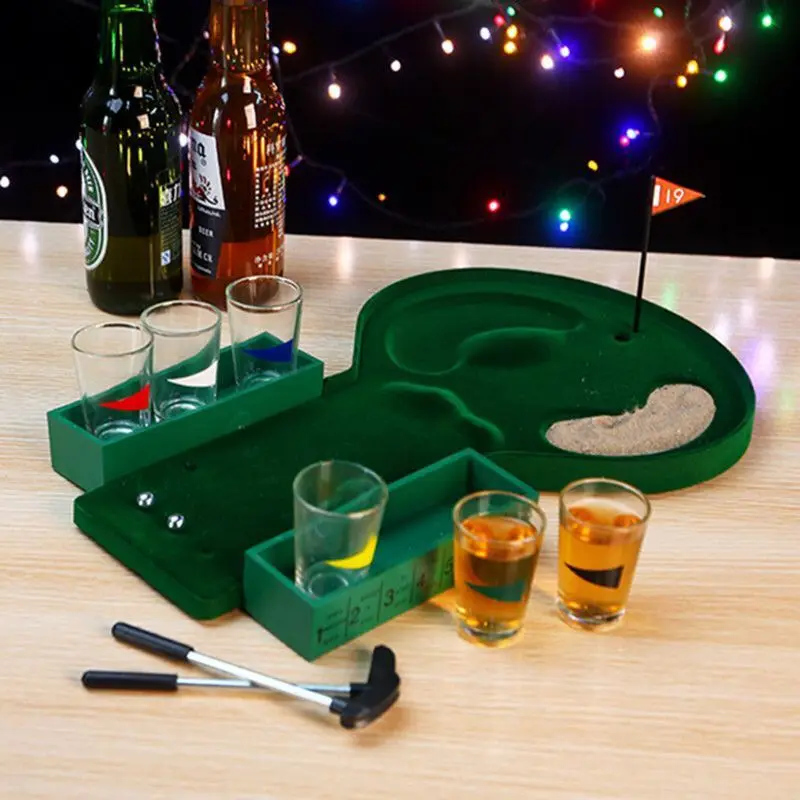 6 Glasses Shot Party Toys Gifts Family Funny,Mini Golf Drinking Board Game
