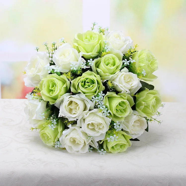 Недорогой Букет из 18 искусственных роз, цветы для невесты