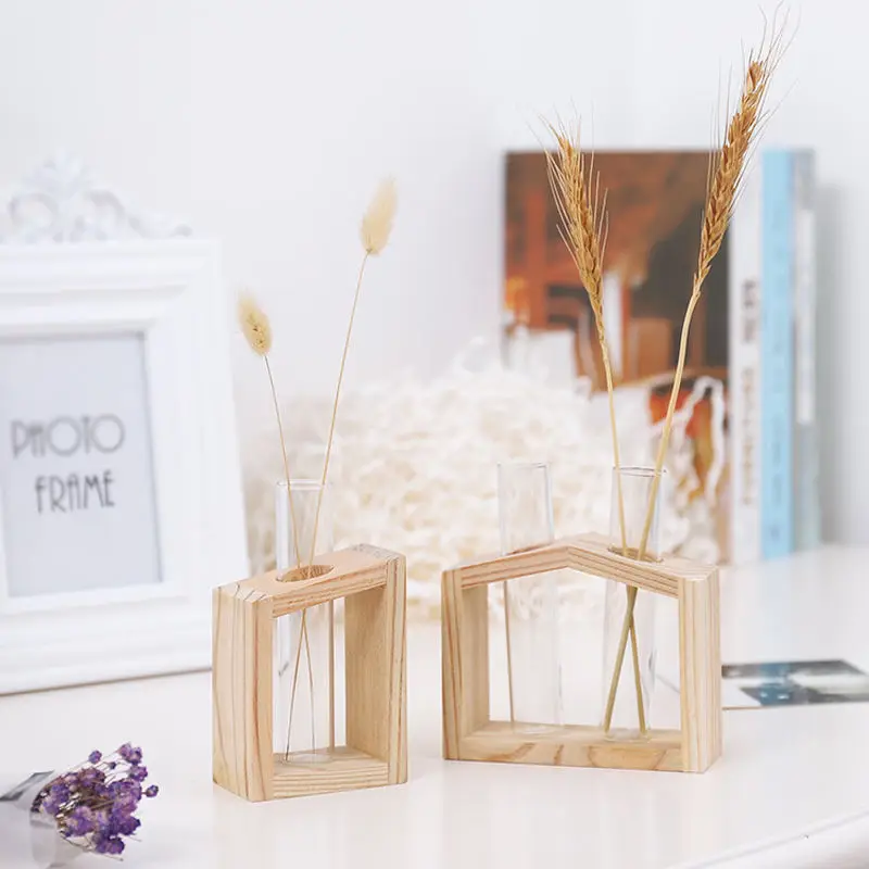 Simple nordic style test tube glass vase decoration creative scindapsus aureus hydroponic plant container home  decoration