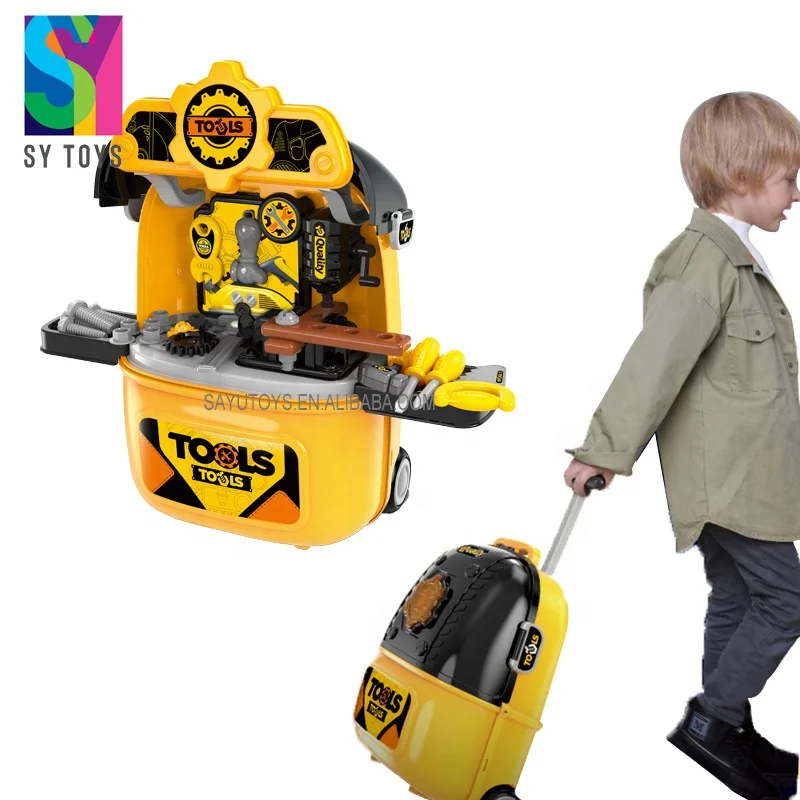 SY 2 IN 1 plastic kids game trolley pretend play diy tools toy