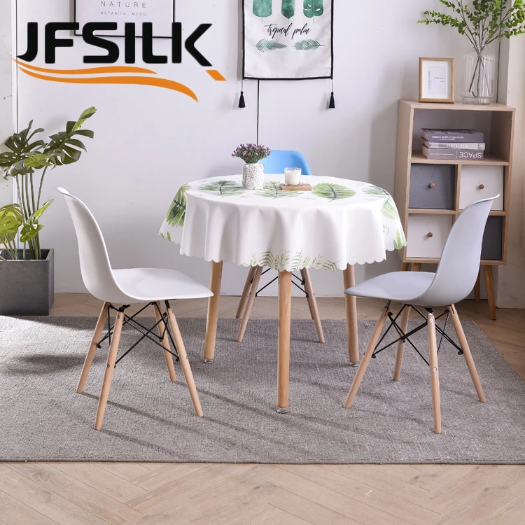 Printing Green plants leaf  outdoor waterproof tablecloth 60 inch wedding customized dining custom fabric buy table cloth round