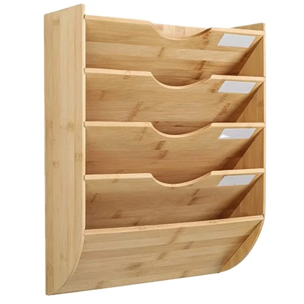 Бамбуковая настенная подвесная папка для файлов, писем, магазинов, 5 ярусов, настенная стойка для файлов, папки с метками