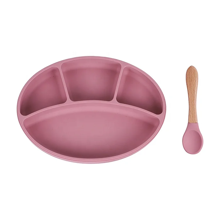Wholesale toddler feeding baby plate set unbreakable non-spill baby plates  with suction for children