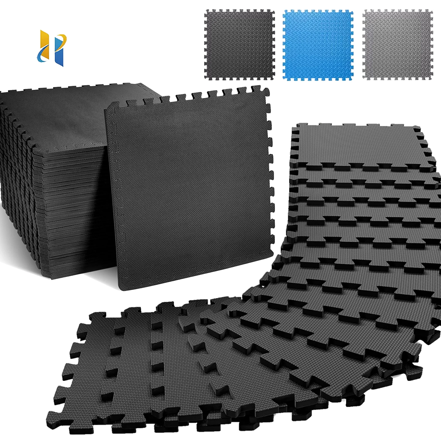 Dongguan HYH Eco Friendly Black 60cm*60cm Thick Gym Floor Mats Puzzle Tatami Exercise Mat with Interlocking EVA Foam Tiles