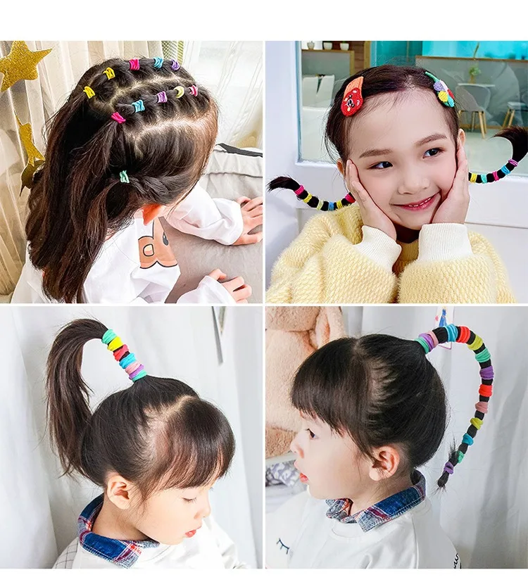 50Pcs Baby Elastics Hair Ties Candy Color Seamless Girls Ponytail Rubber Bands For Toddlers Girls
