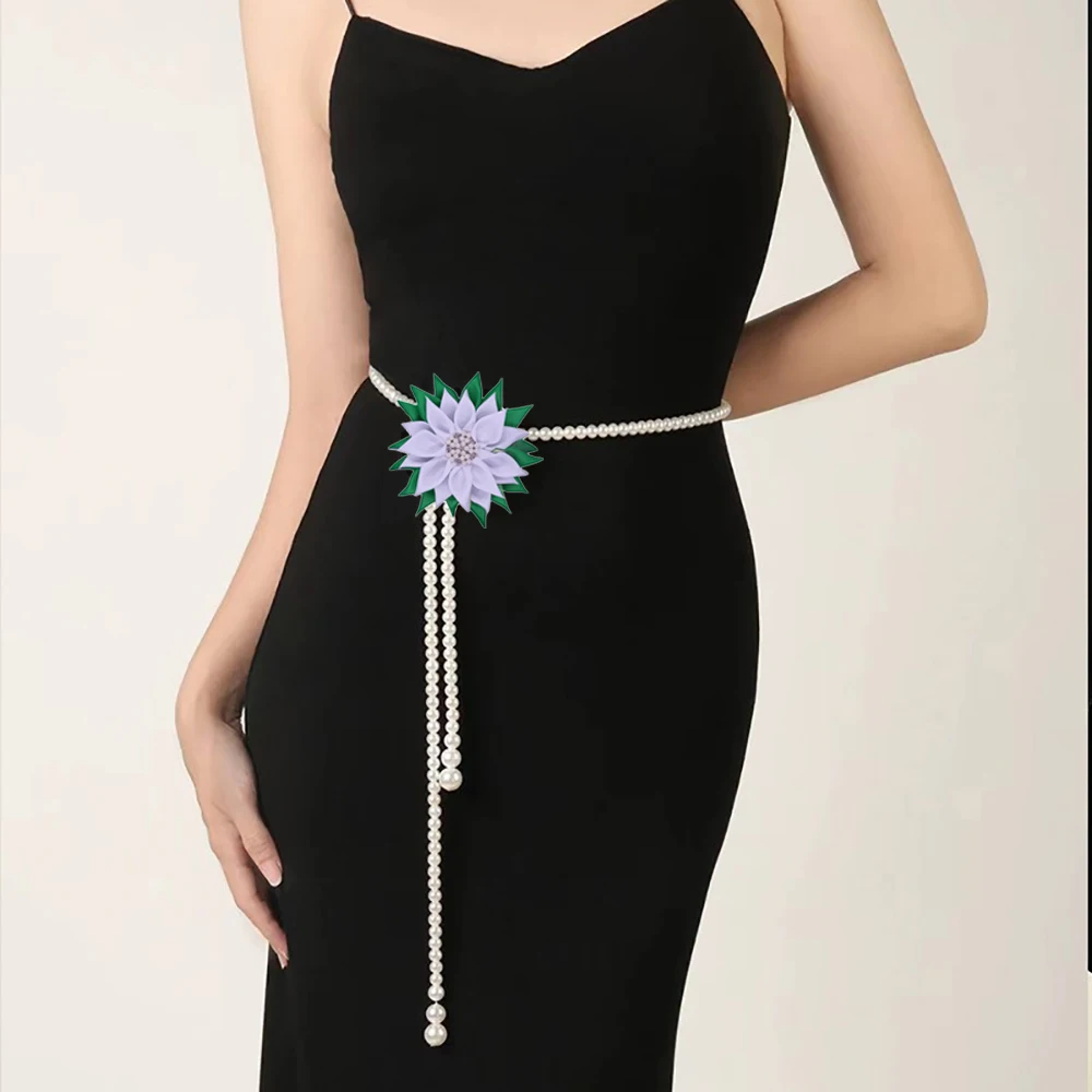 Statement Green And White Ribbon Flower Making Body Pearl Chain The Links Incorporated And Iota Phi Lambda Inspired Waist Chain