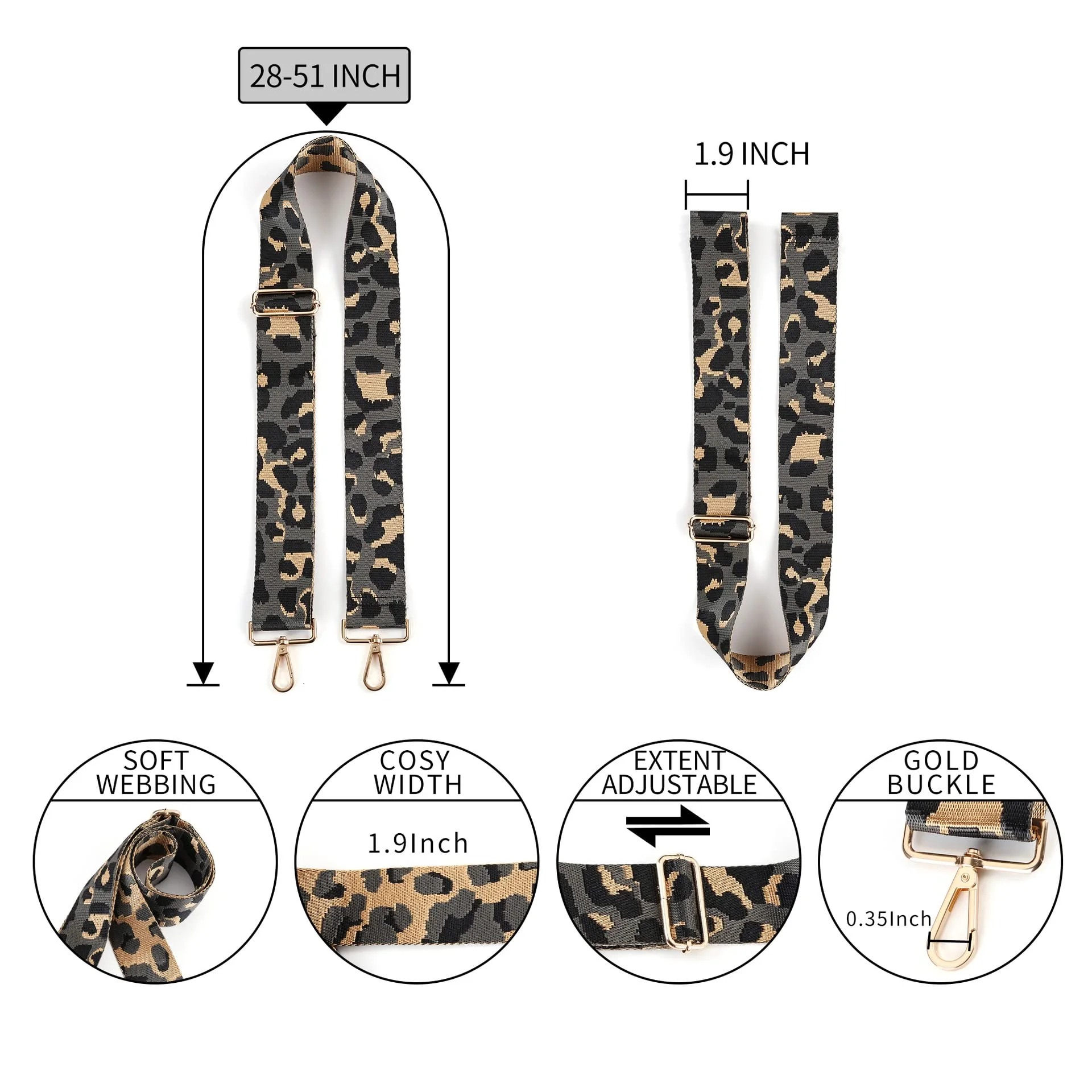 Purse Strap Replacement Crossbody Adjustable Wide Belt for Shoulder Strap Bag Strap Handbag Canvas