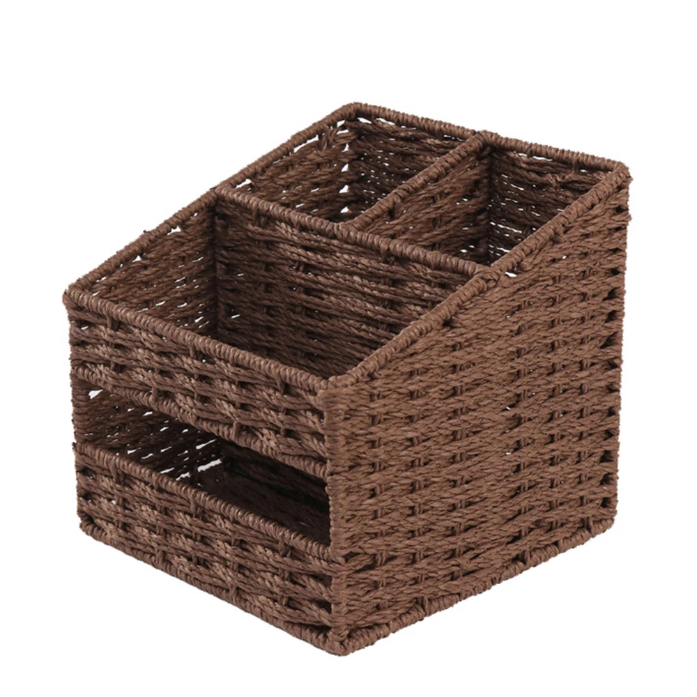 LINDON Office Bathroom Living Room Desk Countertop Organizer Woven Storage Baskets