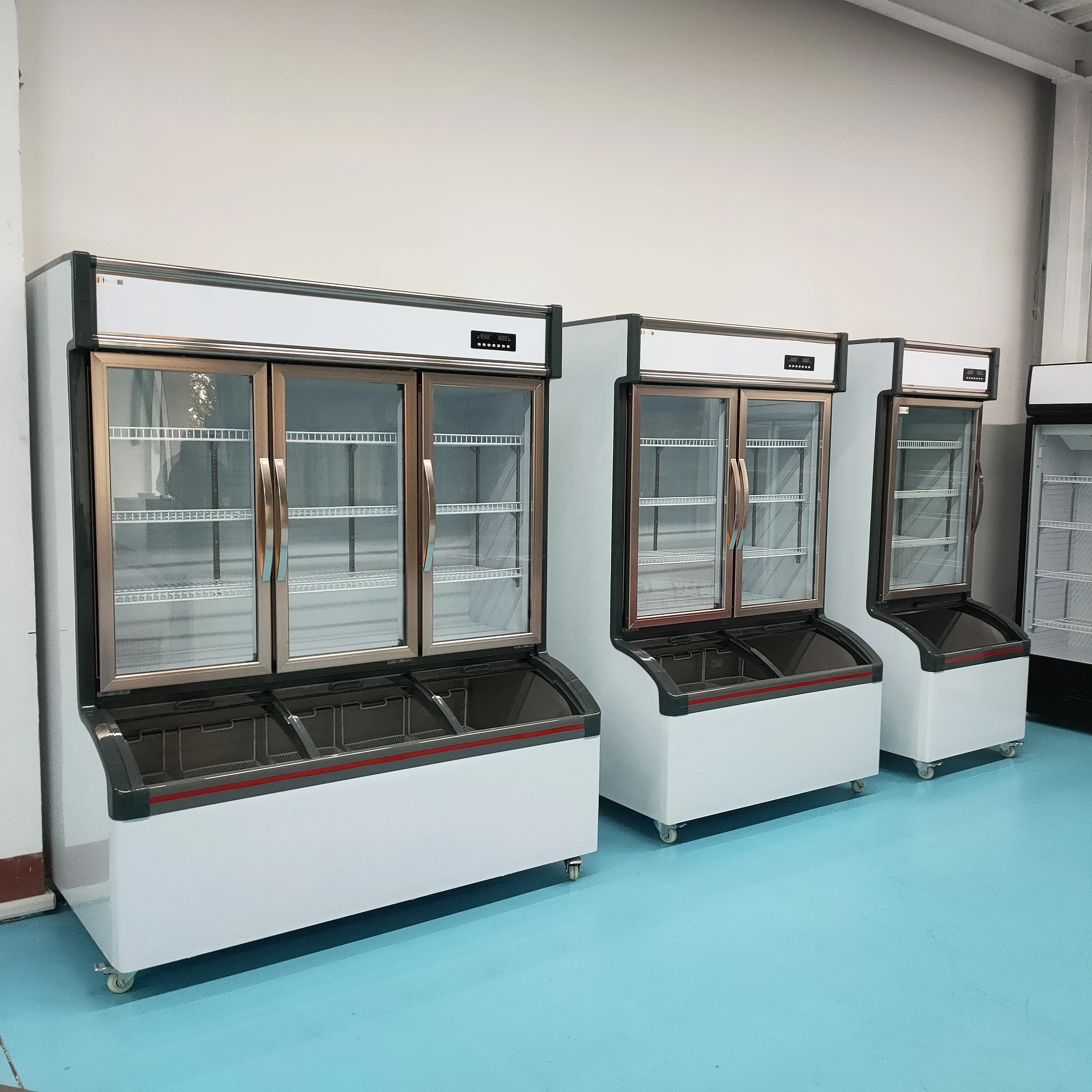 Commercial large vegetables drink display freezer ice cream freezer for supermarket and C-store preservation freezing cooler dis