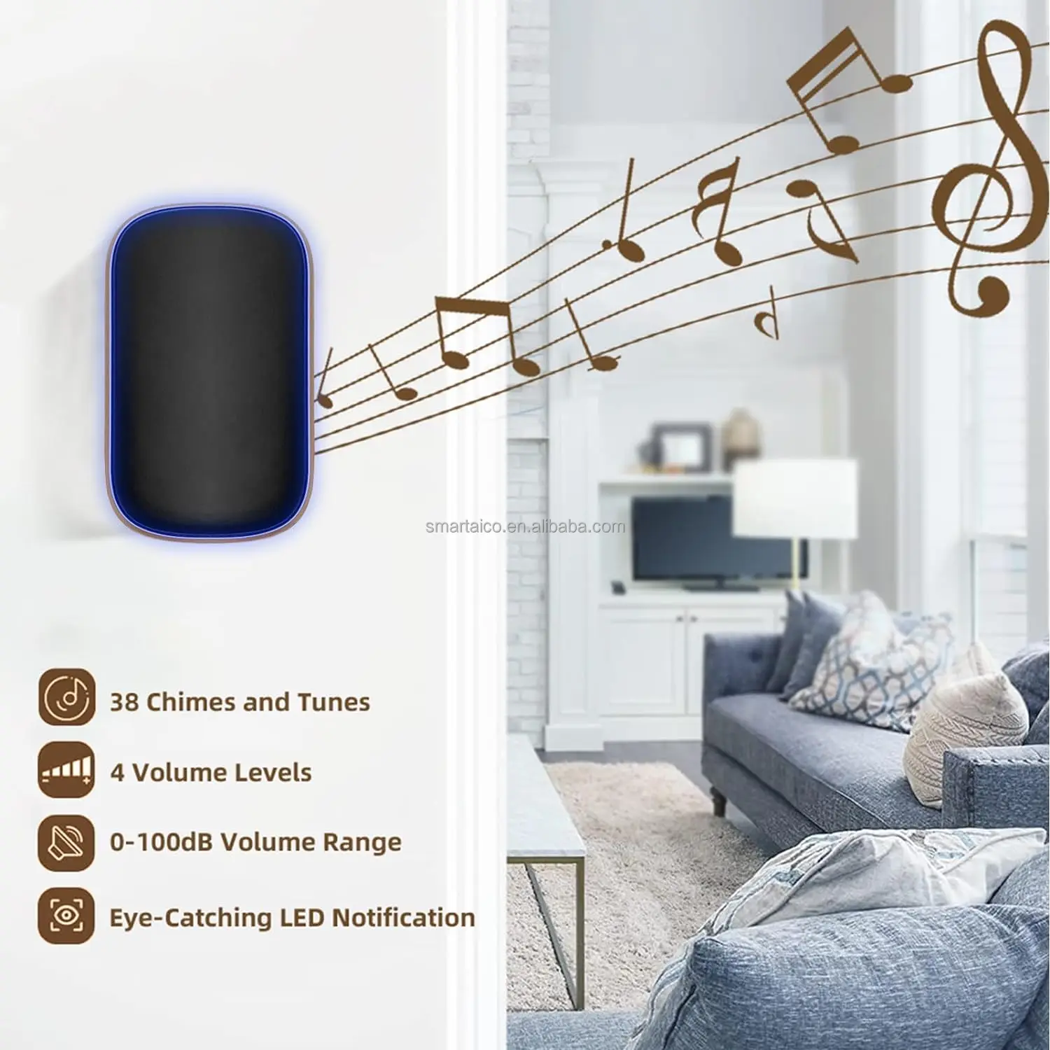 New Coming 300m Range Waterproof Ring bell Chime Kit Wireless Doorbell for Hospital Store Factory