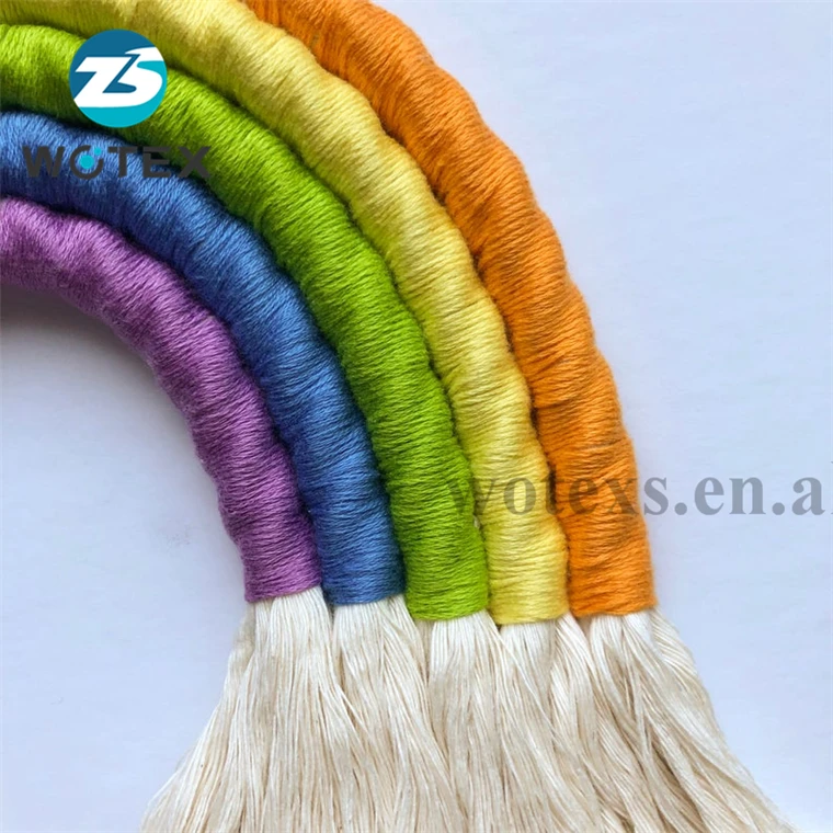 BM037 Factory price Baby boy Nursery art Chunky Fiber Rainbow Wall hanging decor macrame Rope rainbows