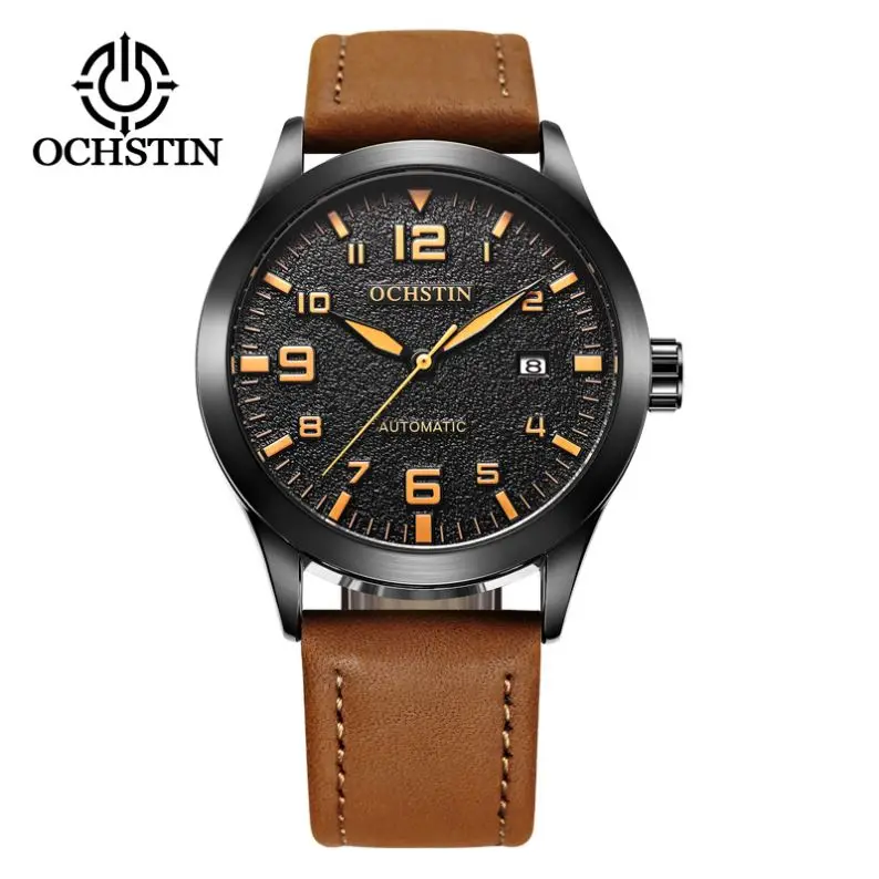 OCHSTIN 62028 по сути зеленого цвета для мальчиков механизму часы натуральная и искусственная кожа ремешок Водонепроницаемость автоматическое отображение даты минималистский