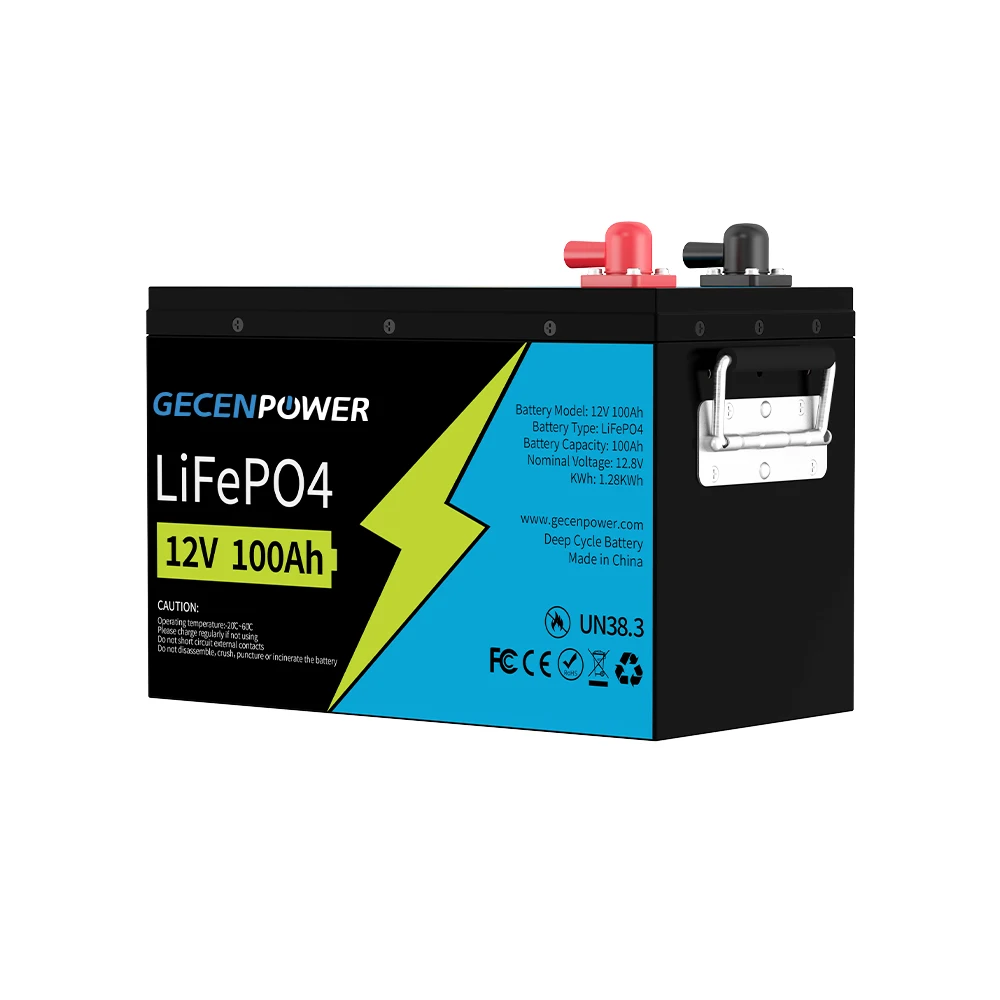 Gecenpower 12v 100ah lithium ion deep cycle battery with bluetooth for rv marine solar system
