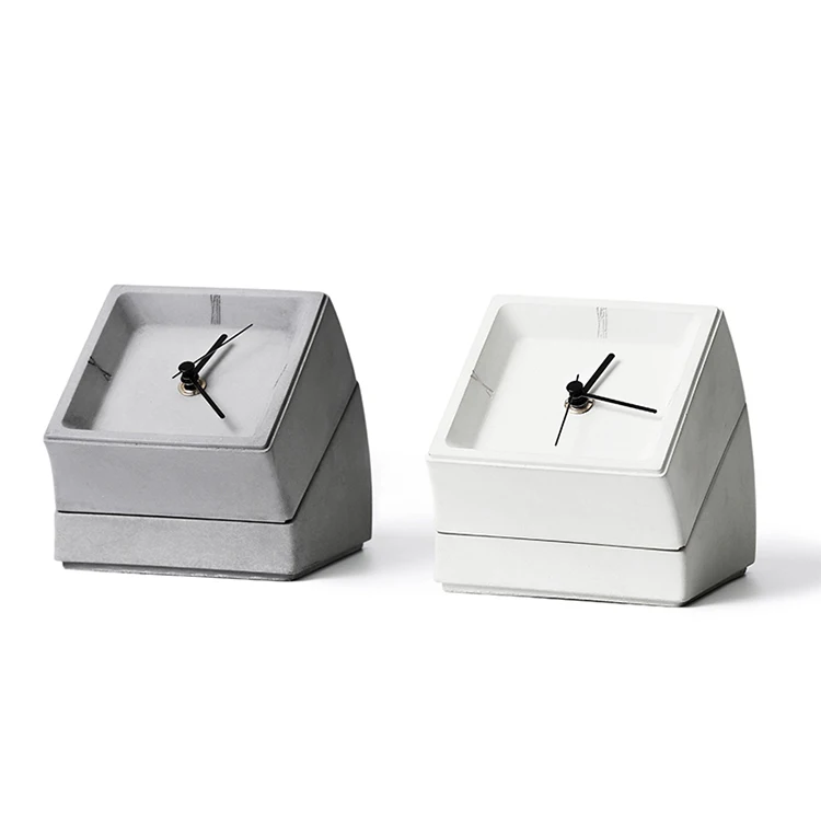 Популярные классические бетонные настольные часы с функцией хранения Пользовательский логотип маленькие 4 дюйма