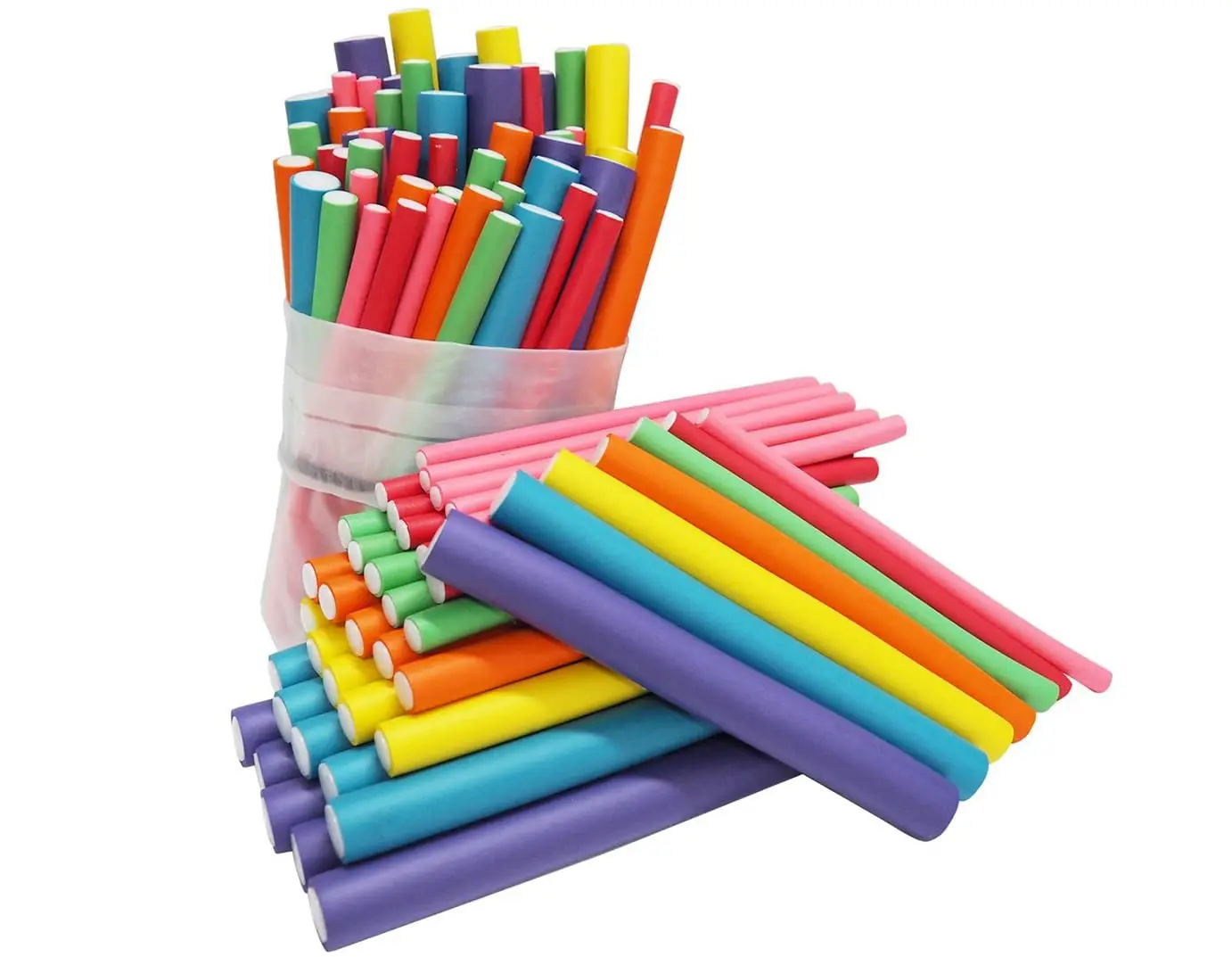 Hair Curlers Rollers Flexi Rods Flexible Curling Rods Set No Heat Heatless Bendy Foam Hair Curls