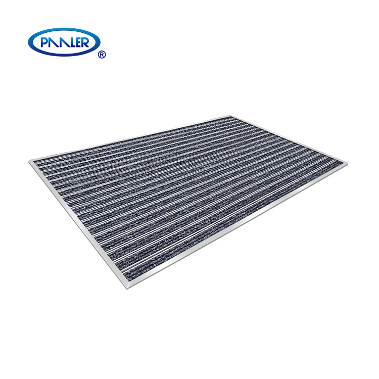 Aluminum Non-Slip Entrance Door Mat  Scraper Metal Floor Mat with Carpet Inserts and Beveled Edges Inside/Outside Entr