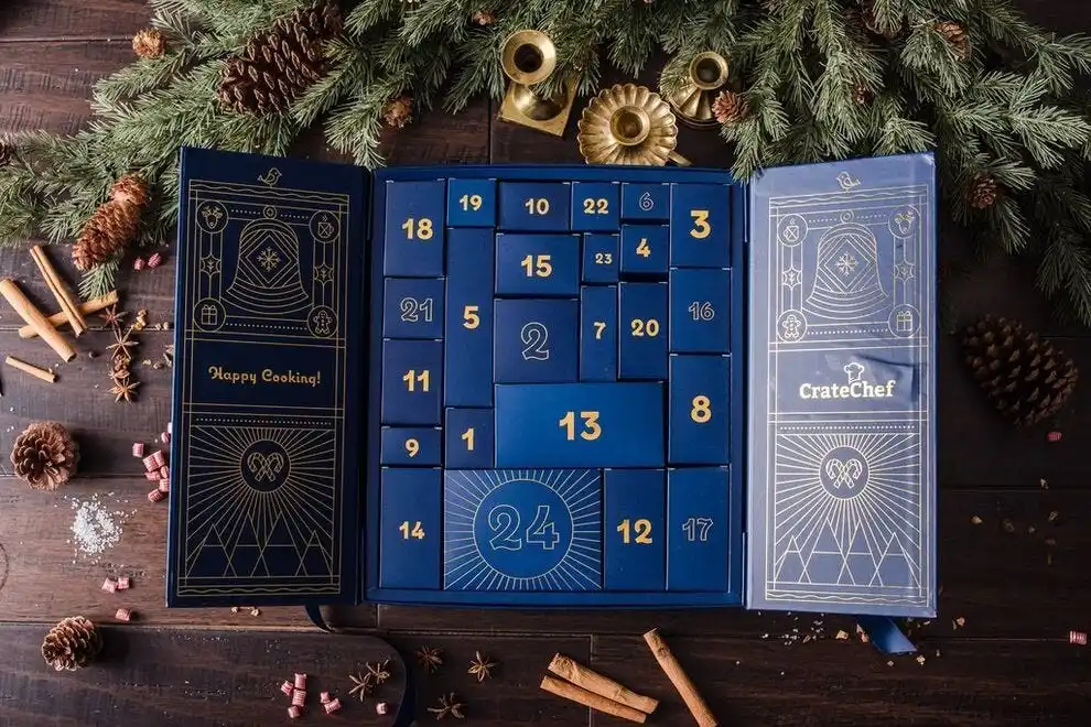 Christmas Cookie Advent Calendar Packaging Grey board white card Box Advent Calendar Box 12 Days