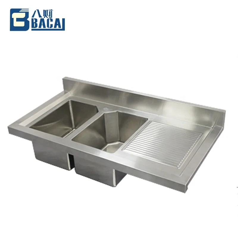 Double Bowl Thickening With platform Stainless Steel Kitchen Sink  for restaurant Commercial customization