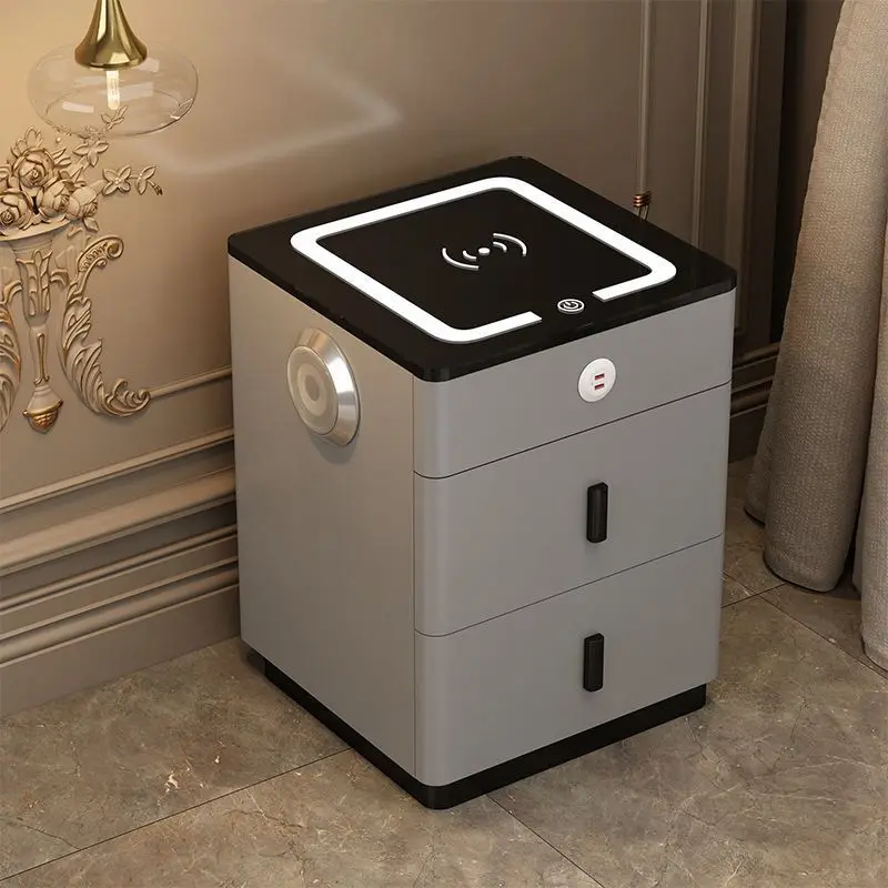 Nordic Style White Dresser Wooden Vanity Desk  Bedroom  Makeup Dressing Table With lighted Mirror and wireless charging function