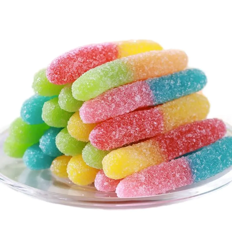 Wholesale Halal Flavor Gummy Candy Confectionery Snacks Sour Gummy Fruit Worm Gummy