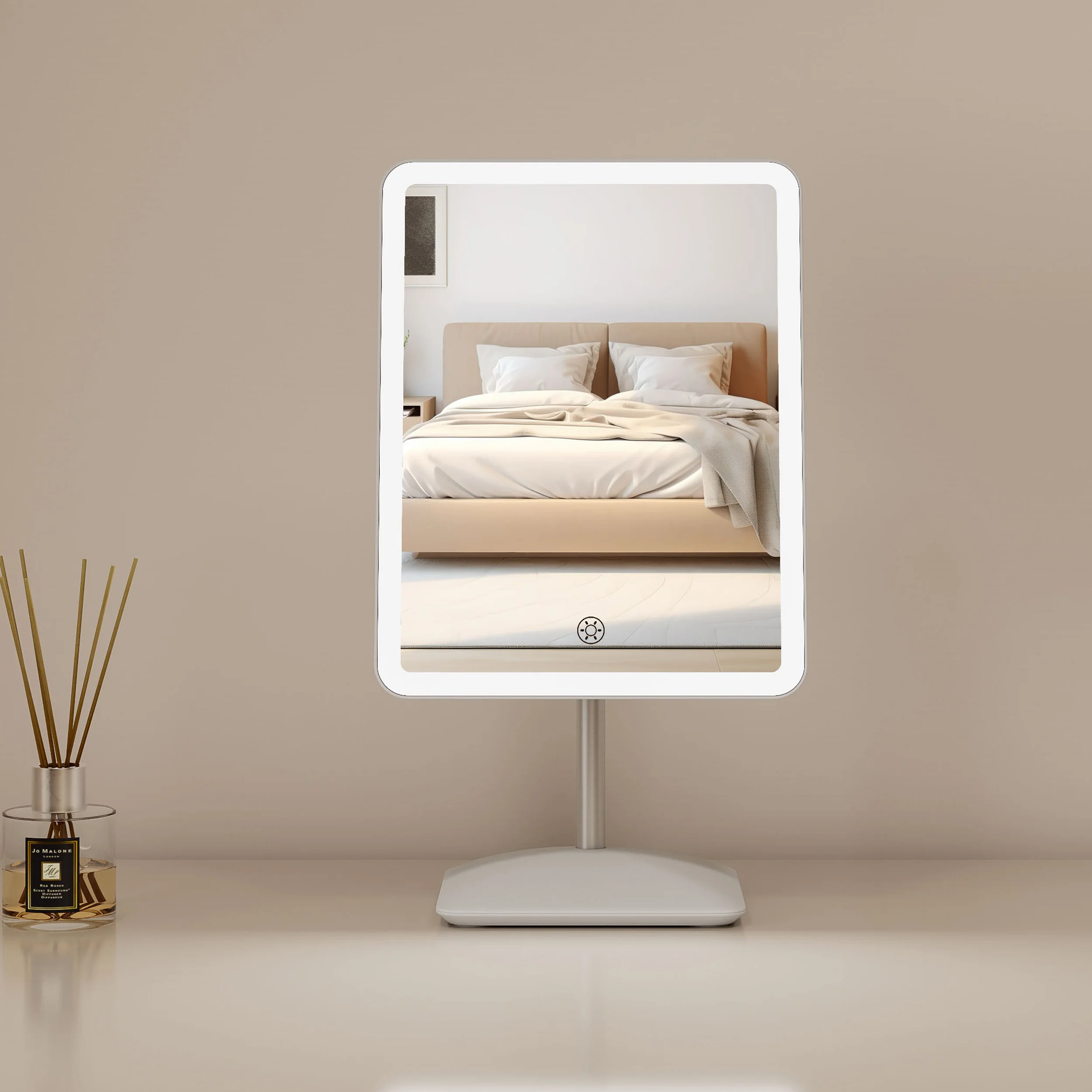 Women Custom Supplier Logo Square Make Up Rechargeable Tabletop Cosmetic Portable Vanity Mirror Makeup Mirror With Led Light