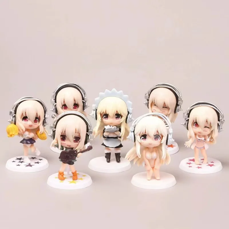 7Pcs/Set Kawaii Anime Figure Super Sonico Figurine